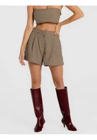 Pantaloni scurti cu model houndstooth Retto - Maro
