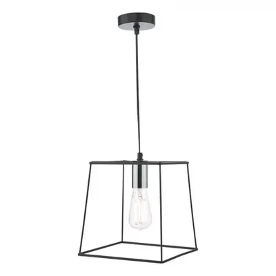 Lampa suspendata Tower 1 Light Single Pendant Matt Black Polished Chrome