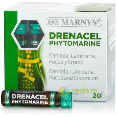 Drenacel Phytomarine pentru Accelerarea Metabolismului si Normalizarea Proceselor Glandei Tiroide cu Garcinia Cambogia + Fucus + Laminaria + Crom 20 fiole