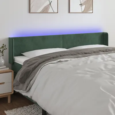 Gossi tablie de pat cu led, verde inchis, 203x16x78/88 cm, catifea