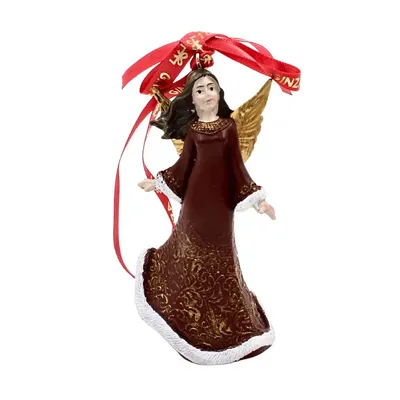 Decorațiune Ginza, Regatul de Crăciun, Royal, model îngeraș elegant, maro, 10 cm