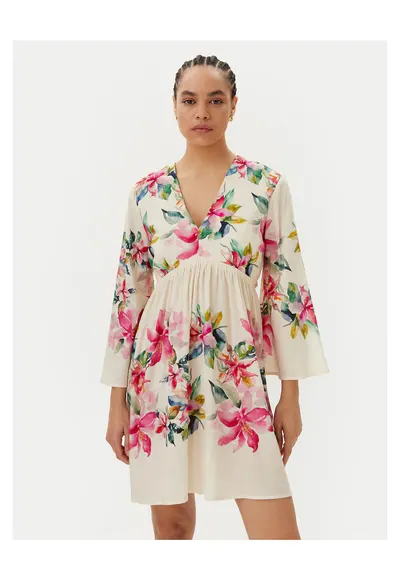 Rochie de vara de ecru - model floral
