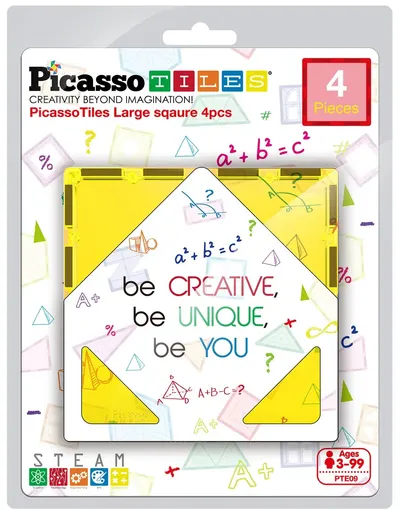 Constructor suplimentar Picasso Tiles - Pătrate mari, 4 piese