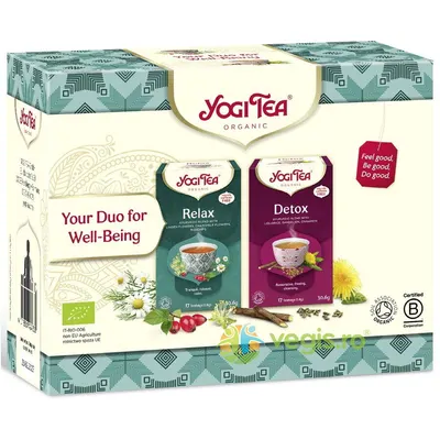 Pachet Detoxifiere: Ceai Detoxifiant Ecologic/Bio 17 plicuri + Ceai Calmant Ecologic/Bio 17 plicuri