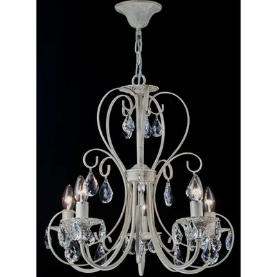 Candelabru Princess,5 becuri dulie E14, 230V,D.51cm, H.54 cm,Crem