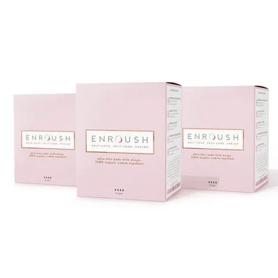 Pachet 3 x Absorbante 100% Organice NOAPTE, 8 bucăți | Enroush