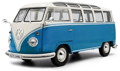 Model de colecție SOLIDO Modern: Mașini - Volkswagen T1 Samba, Blue/White, 1962