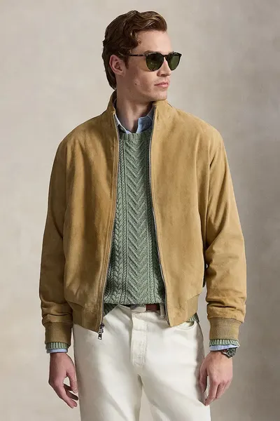 Polo Ralph Lauren geacă de tranziție pentru bărbați din piele întoarsă