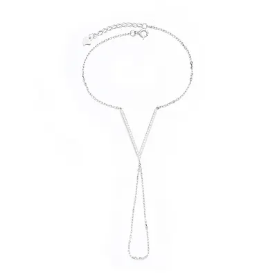 Bratara argint 925, JW1204, model elegant in V, placata cu rodiu