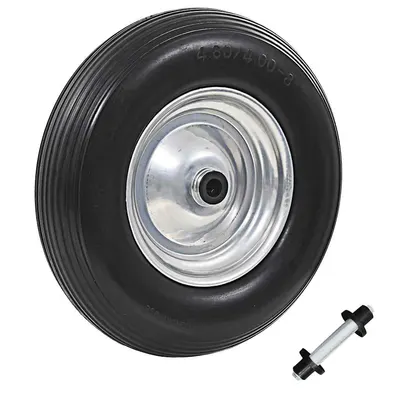 vidaXL Roată de roabă cu osie, 4.00-8, PU solid, 390 mm