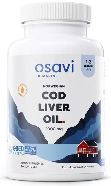 Norwegian Cod Liver Oil, 1000 mg, lemon, 90 capsule gel, Osavi