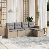 Gossi set canapele de gradina, 5 piese, cu perne, bej, poliratan
