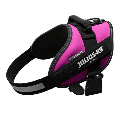 Ham ajustabil, roz inchis, reflectorizant, circumferința piept 58-76 cm, pentru câini cu greutate de 14-25 kg