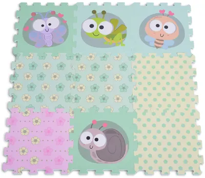 Puzzle moale din spuma pentru pardoseala, 9 piese, Moni, Insect World