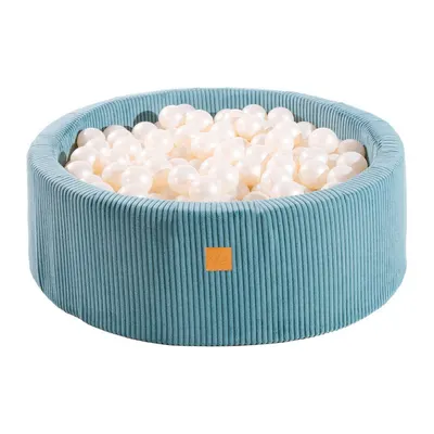 Piscină cu bile turcoaz din catifea reiată ø 90x30 cm Montessori – Meowbaby