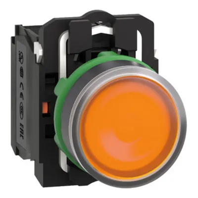 Buton Iluminat Galben Ø 22, Incastrat, cu Revenire cu Arc, 240 V, 1No+1Nc