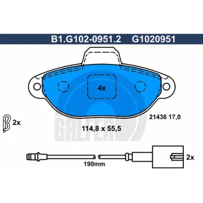Set placute frana, frana disc GALFER B1.G102-0951.2