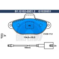 Set placute frana, frana disc GALFER B1.G102-0951.2
