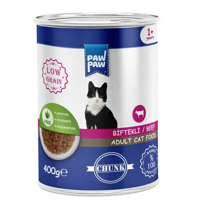 Hrană umedă bucăți pentru pisică, Adult, PawPaw, Vită, 400g Engros