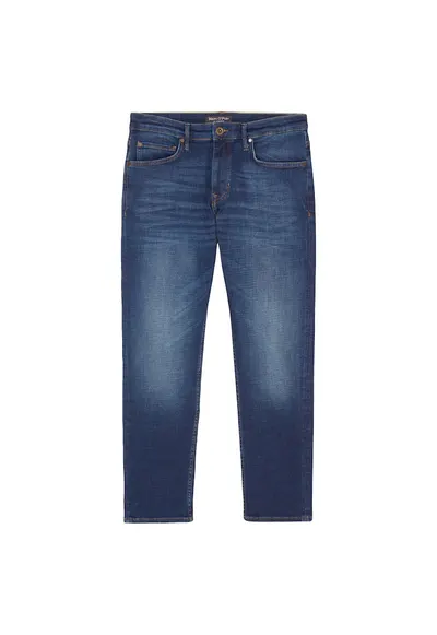 Blugi elastici cu aspect decolorat - Albastru