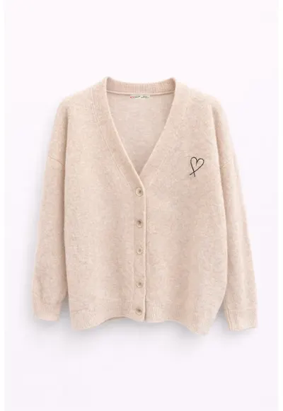 Cardigan tricotat supradimensionat - bej - UNI