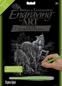 Set pentru gravură Royal Silver - Cai, 20 x 25 cm