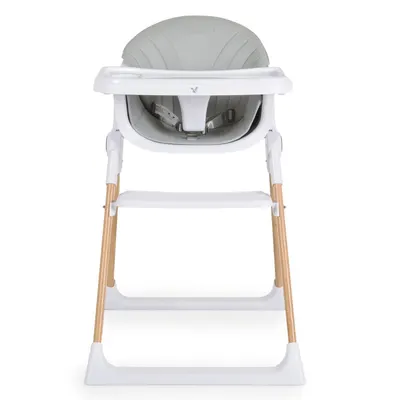 Scaun de masa pentru copii Cangaroo Almond Grey,husa din piele ecologica usor de curatat,structura metalica stabila,picioare antiderapante,pliere compacta,centura de siguranta si protectie antialunecare,suport picioare