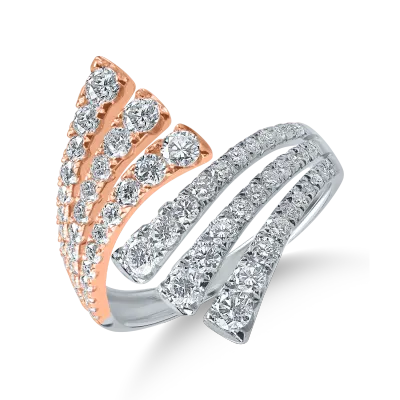 Inel deschis din aur alb-roz cu diamante de 1.48ct