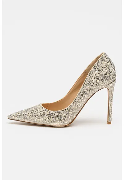 Pantofi stiletto decorati cu strasuri Thrive - Grej/Argintiu