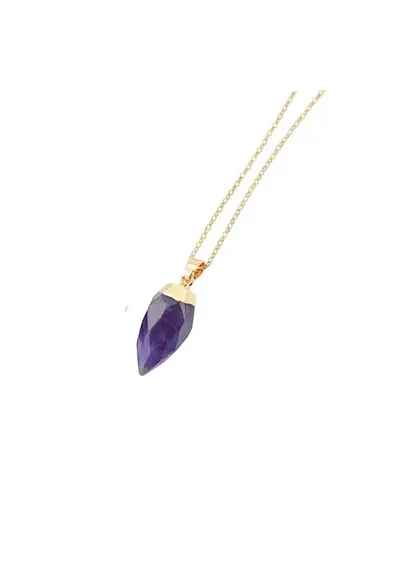 Pandantiv cu cristal de fatetat - forma lacrima - placat cu aur - 13*25mm - Mov
