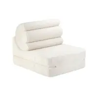 Fotoliu pentru copii crem cu tapițerie din țesătură bouclé Flipster – Wigiwama