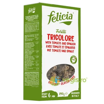 Fusilli Tricolore din Faina de Orez fara Gluten Ecologice/Bio 250g