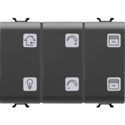 Push buton cu simbol interschimbabil - EASY - 6 canale - 3 module - NEGRU - CHORUS