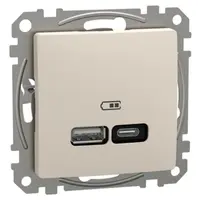 Sedna Design, Priza de incarcare USB A+C, 21W, PD, PPS, bej