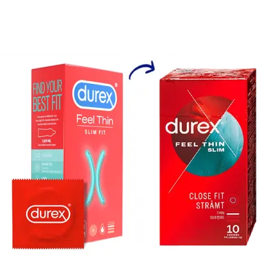 Prezervative Feel Thin Slim Fit, 10 bucati, Durex