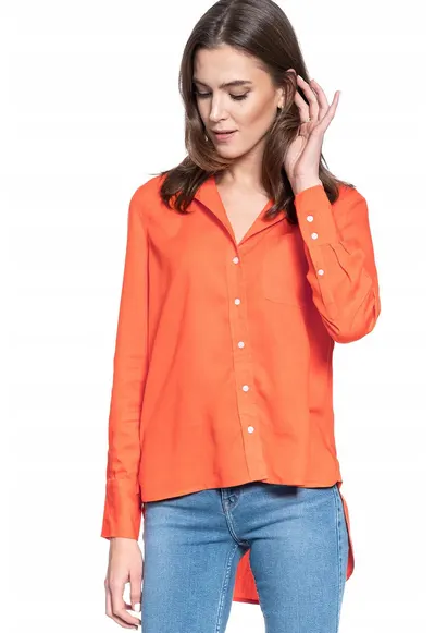 Camasa Dama - Elisa Solid Lyocell - Croi: Regular Fit - Stil: Drept - Inchidere: Nasturi - Compozitie Material: 100% Lyocell - Portocalie - 1 Bucata