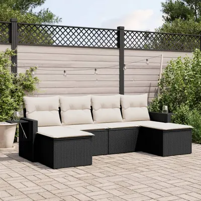 Gossi set mobilier de gradina cu perne, 6 piese, negru, poliratan