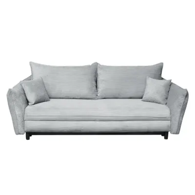 Canapea CAMILLE extensibila, 3 locuri, cu arcuri si lada depozitare, gri deschis, 238x115x95 cm