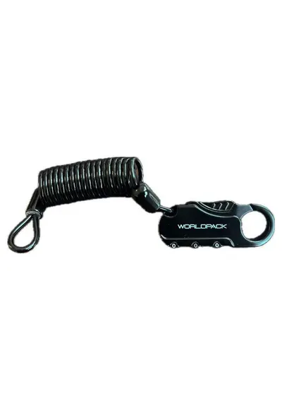 Lacat cu cablu extensibil si cifru F10488 - 6x2.5x1 cm/90 cm - negru