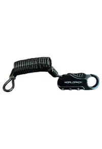 Lacat cu cablu extensibil si cifru F10488 - 6x2.5x1 cm/90 cm - negru