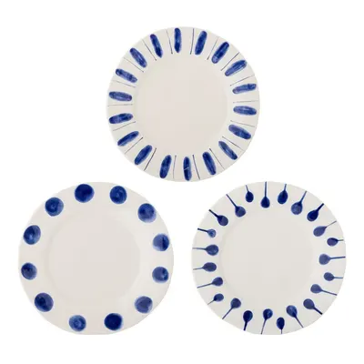 Farfurii albe/albastre 3 buc. din gresie ø 28 cm Linora – Bloomingville