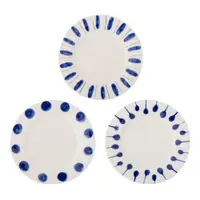Farfurii albe/albastre 3 buc. din gresie ø 28 cm Linora – Bloomingville