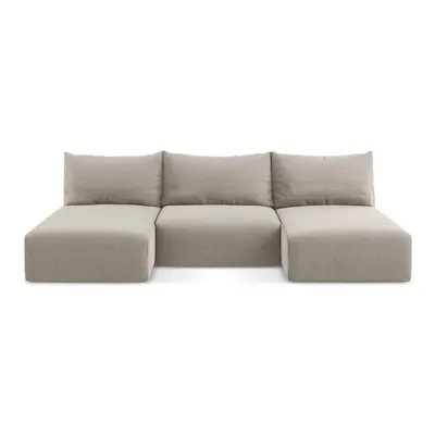 Colțar taupe extensibil/cu spațiu de depozitare cu tapițerie din catifea (în formă de "U") Kalena – Makamii