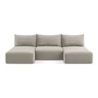Colțar taupe extensibil/cu spațiu de depozitare cu tapițerie din catifea (în formă de "U") Kalena – Makamii