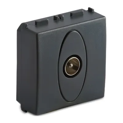 Priza TV coaxiala IEC, 2 module, tata, gri
