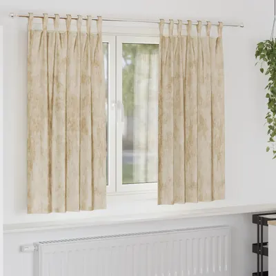 Gossi draperii din catifea 2 piese cu ornamente deasupra crem 175x140 cm