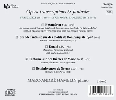 Liszt, Thalberg: Opera Transcriptions & Fantasies