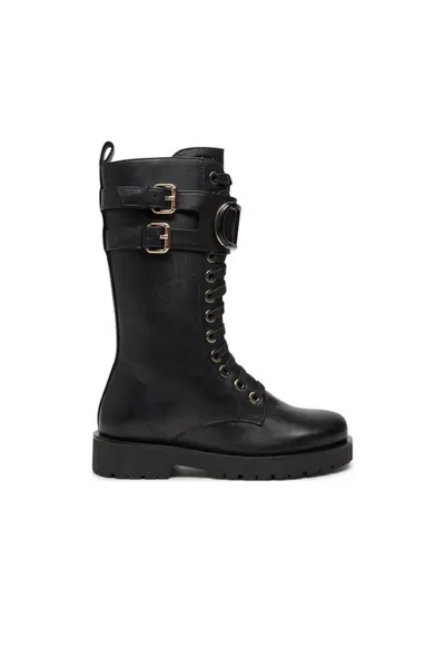 Ghete dama - piele naturala - fermoar - negru - Negru