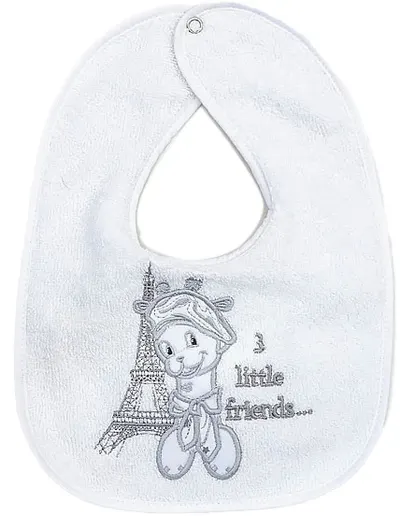 Baveta brodata Bambino Casa - Paris, Bianco