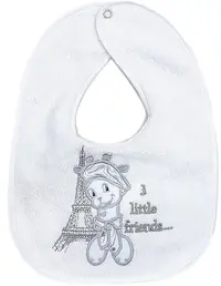 Baveta brodata Bambino Casa - Paris, Bianco
